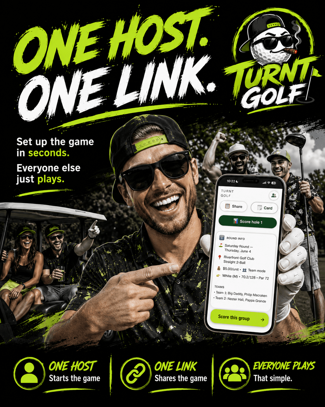 One host. One link. — Set up the game in seconds. Everyone else just plays.